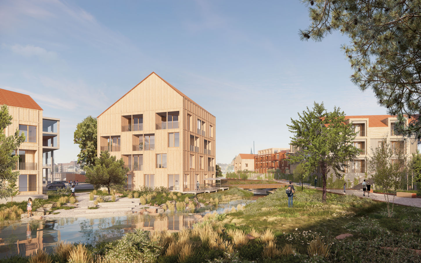 Visualisering af bykvarter ved godsbanearealet