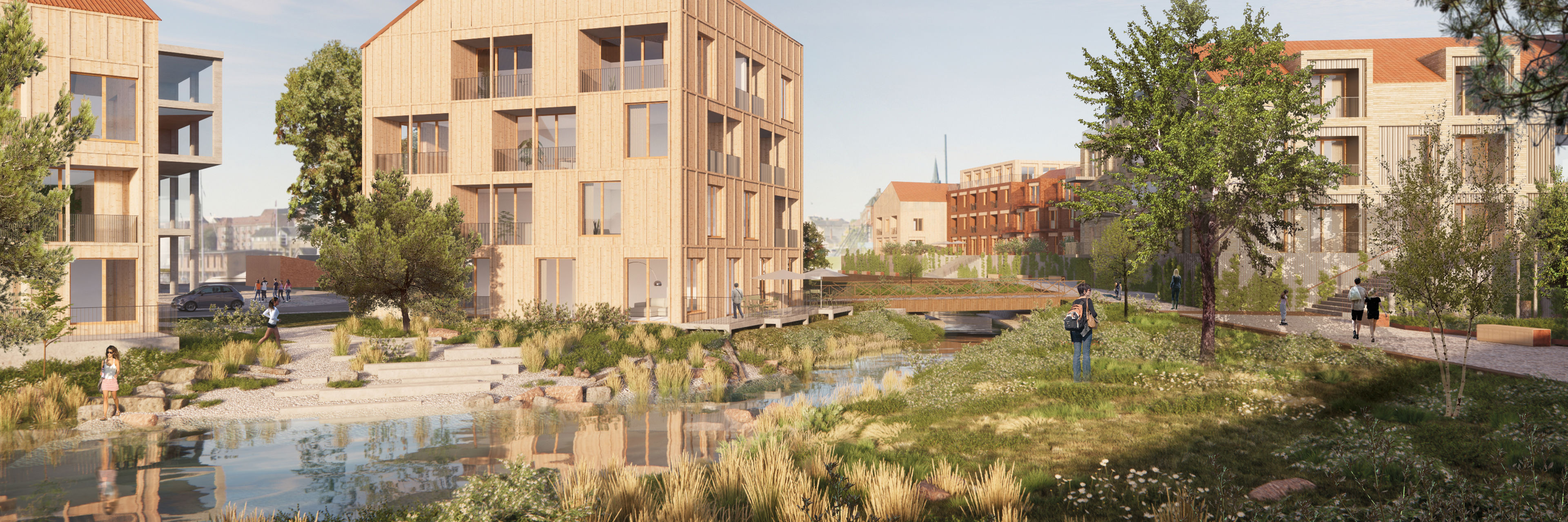 Visualisering af bykvarter ved godsbanearealet