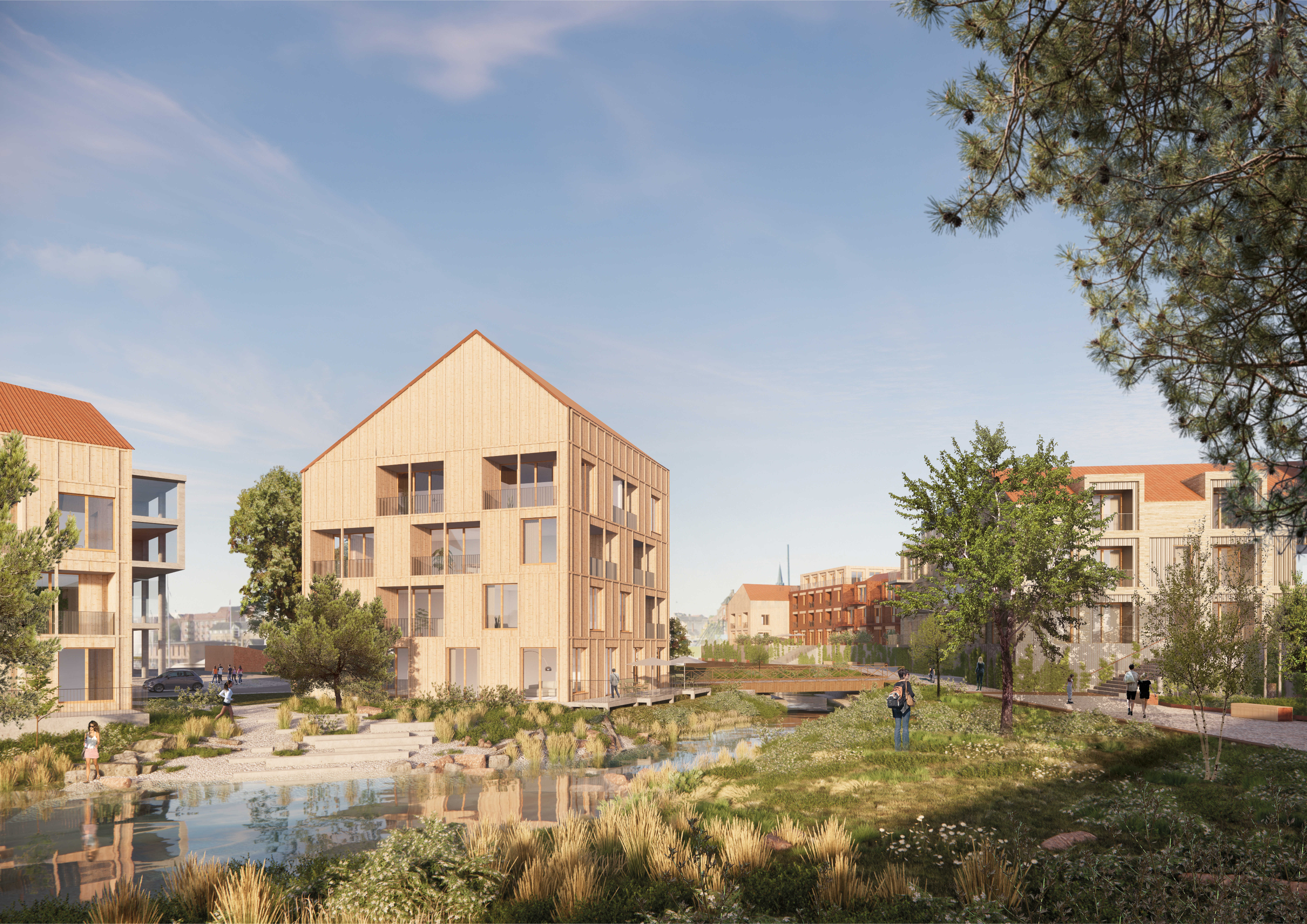 Visualisering af bykvarter ved godsbanearealet