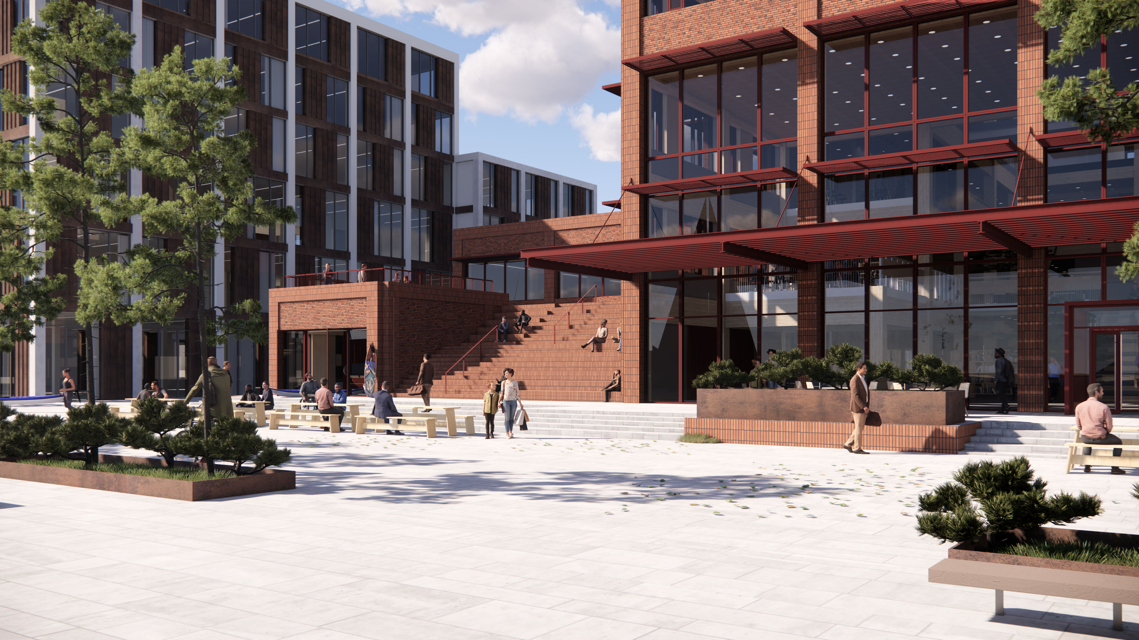 UCL's hovedindgang set fra havnefronten.