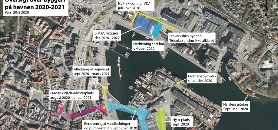 Oversigtskort over kommende byggeprojekter på Svendborg Havn 